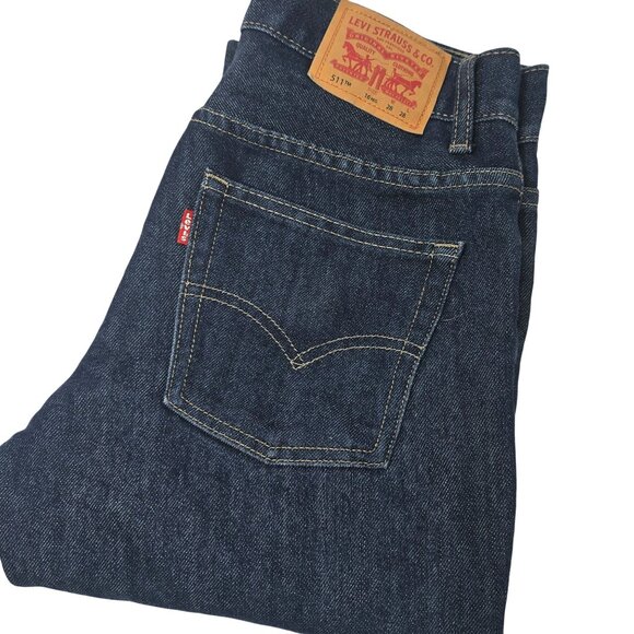 Levis 511 Kids Dark Wash Slim Fit Jeans Size 16 Regular Blue Straight Leg - Picture 1 of 8
